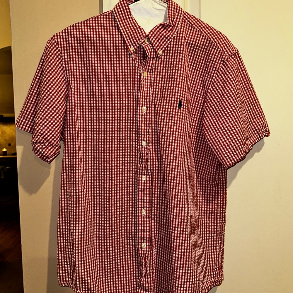 Ralph Lauren Red and White Casual Button Down Shirt